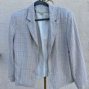 Norton McNaughton Light Gray Plaid Blazer